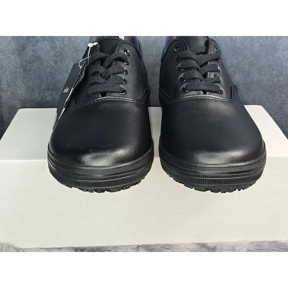 NWT SafeTstep Work Shoes Black Slip Resistant Comfort Leather Mens Size 12